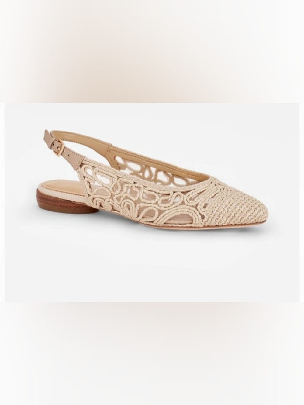 Edna Raffia Crochet Slingback Flats Size 10.5 Like New